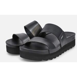 Reef Platform Sandals Cushion Vista Hi Black Slides Women's Size 8.5